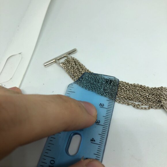 Tiffany Silver Heart Multi Strand Chain Mesh 7" Bracelet - Picture 8 of 8